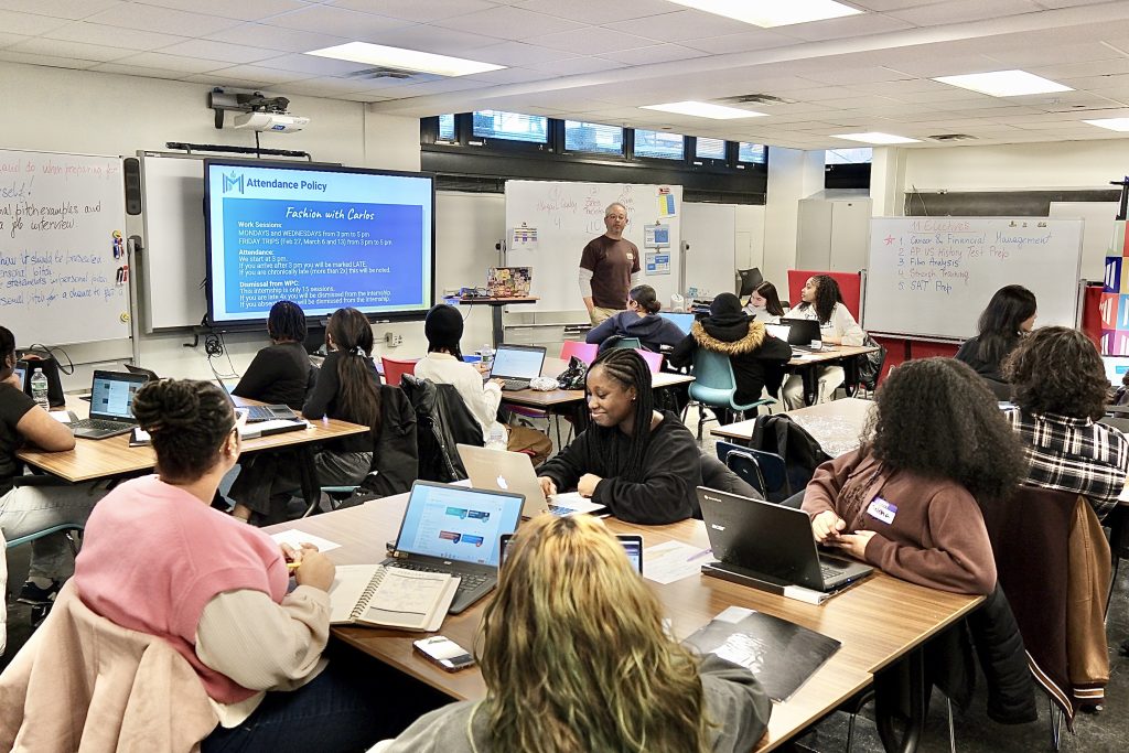 Fashion educator Carlos De Moya led a six-week Workplace Challenge at The Manhattan Early College School for Advertising. Students created capsule collections, presented to industry judges and discovered what fashion really demands.